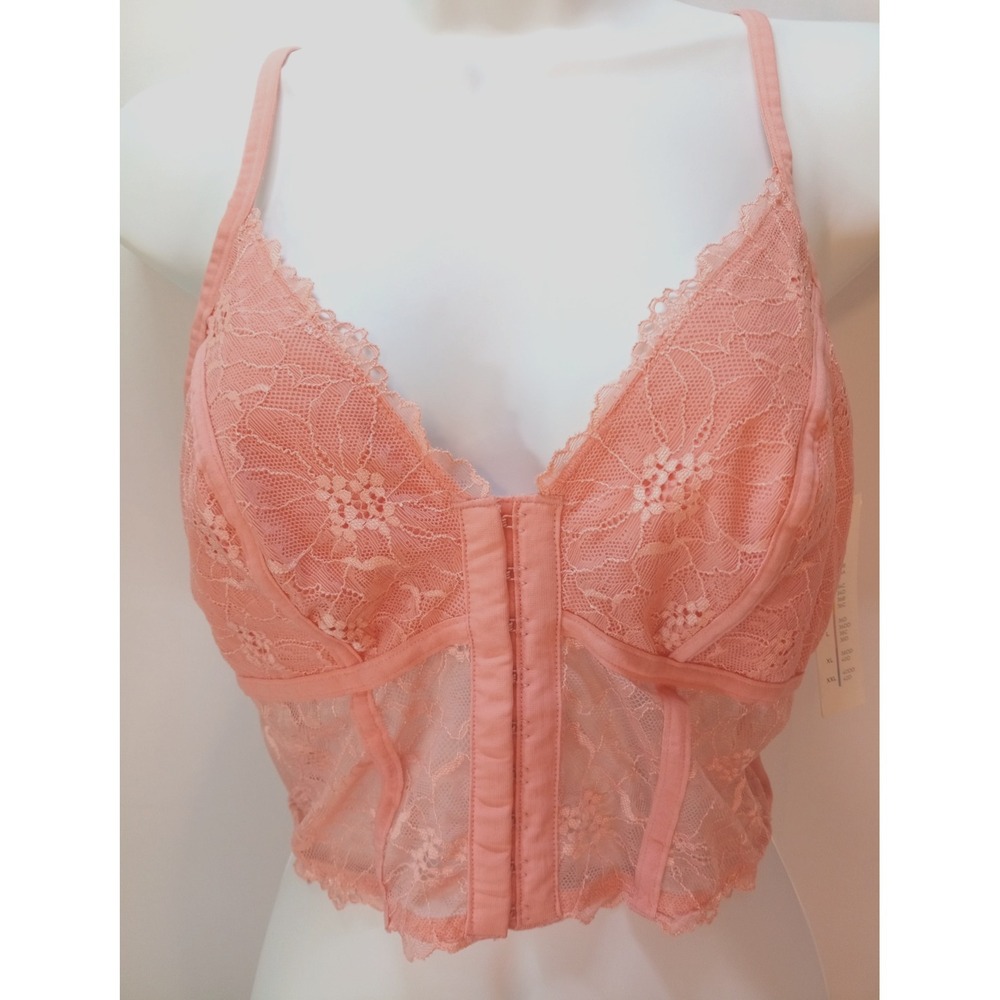 New‎ Colsie Corset Bralette, Women's Bra, Medium, Pink Lace